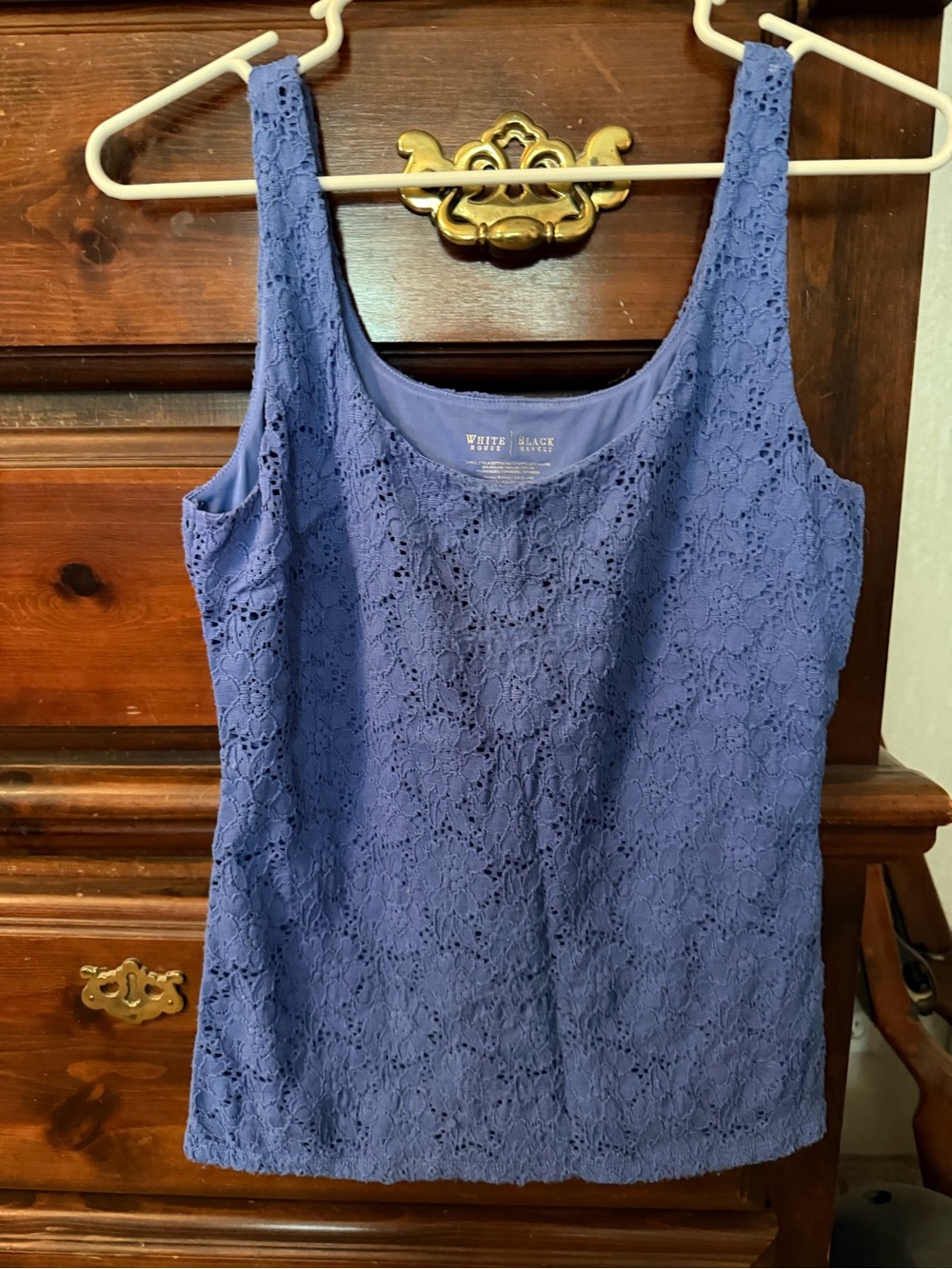 White House Black Market Lace Tank Top in Periwinkle Blue